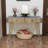 Contemporary Mango Wood Home Office Desk with Golden Metal Legs and Storage Drawers