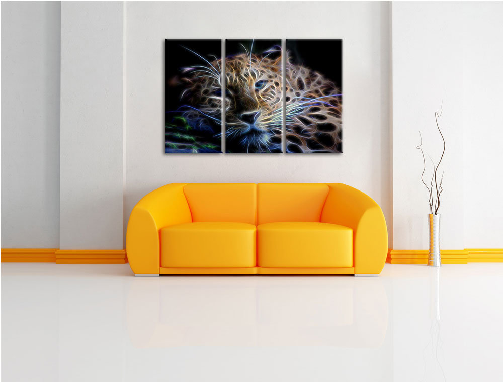 3-tlg. Leinwandbilder-Set Ruhender Leopard, Grafikdruck