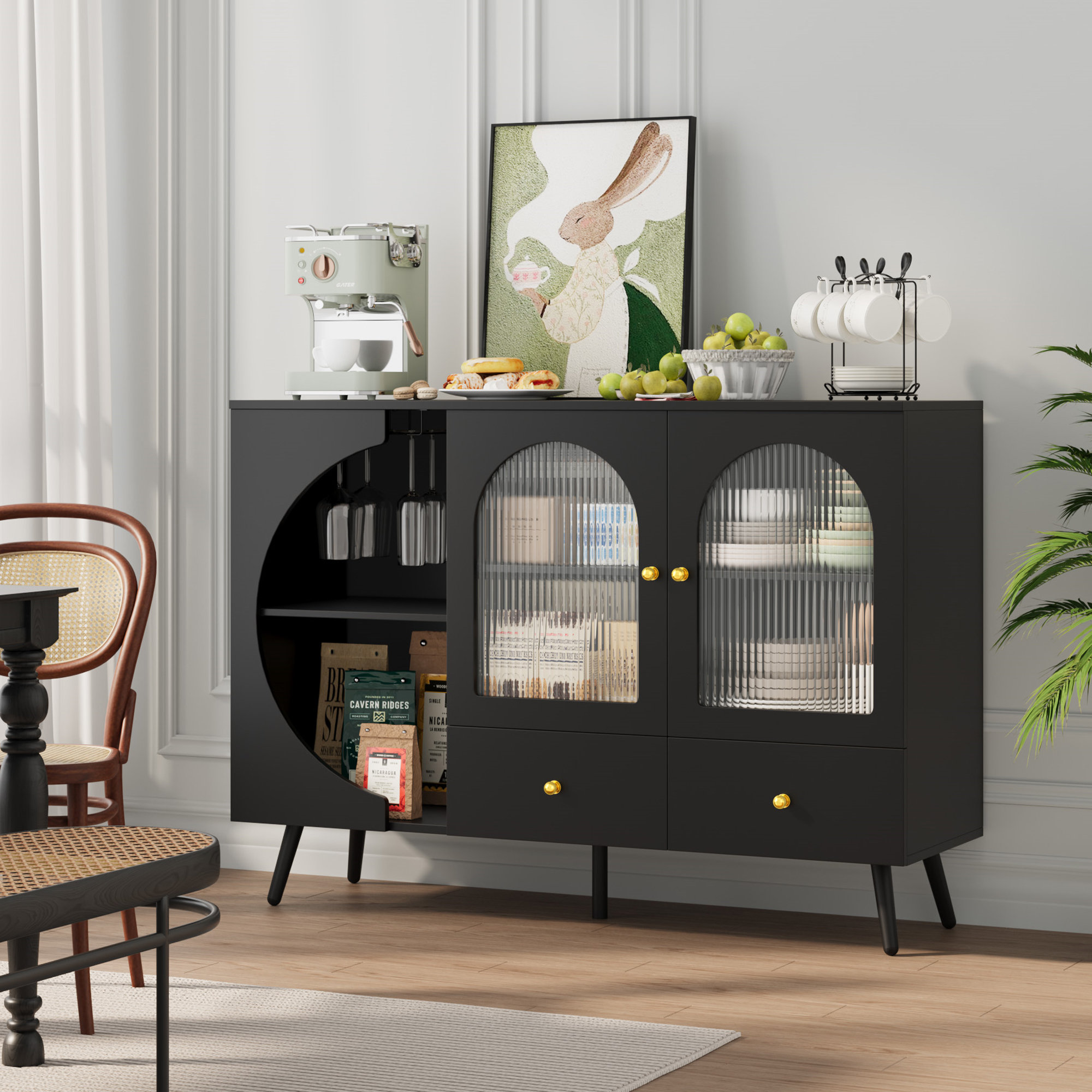 Andover Mills™ Baby & Kids Abrego 47.2'' Sideboard with 2 Drawers, Wine Glass Racks & Reviews | Wayfair