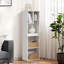 5-Cube Narrow White Bookcase, Small Storage Cabinet with Open Shelves (Set of 2)-416325513