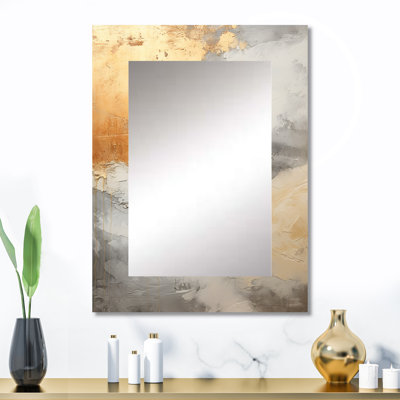 Beige et or minimalisme tempêtes I - tempête unique miroir mural, miroir traditionnel, impression sur métal