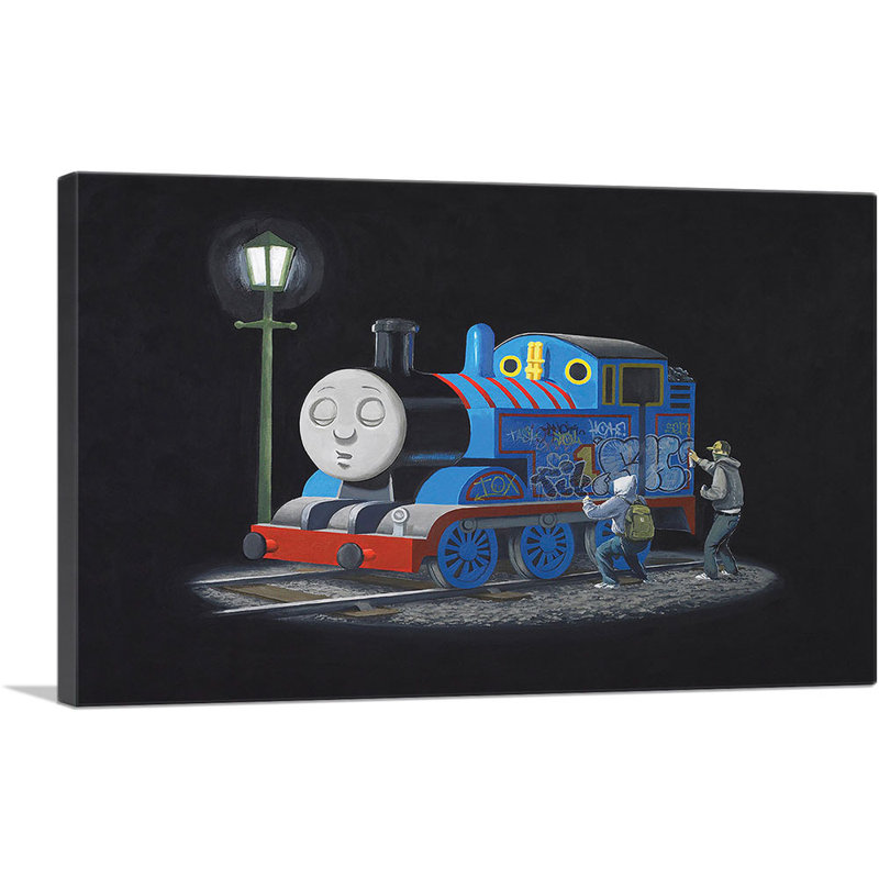 «Thomas the Train Engine Tank» par Banksy, reproduction d'art sur toile tendue, H 12 po x l 18 po x P 1,5 po