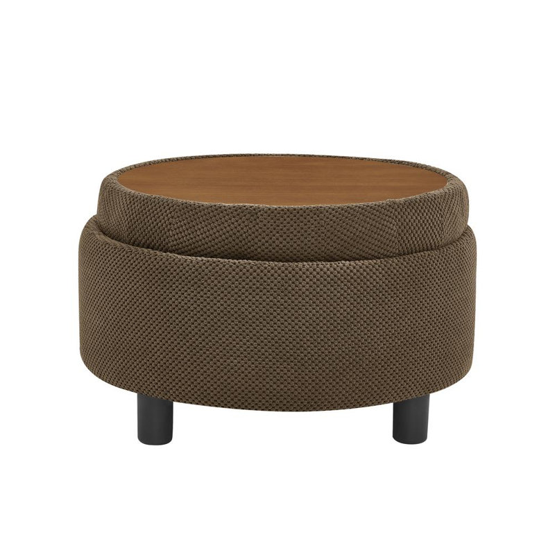 Round Cocktail Ottoman with Storage, Coffee