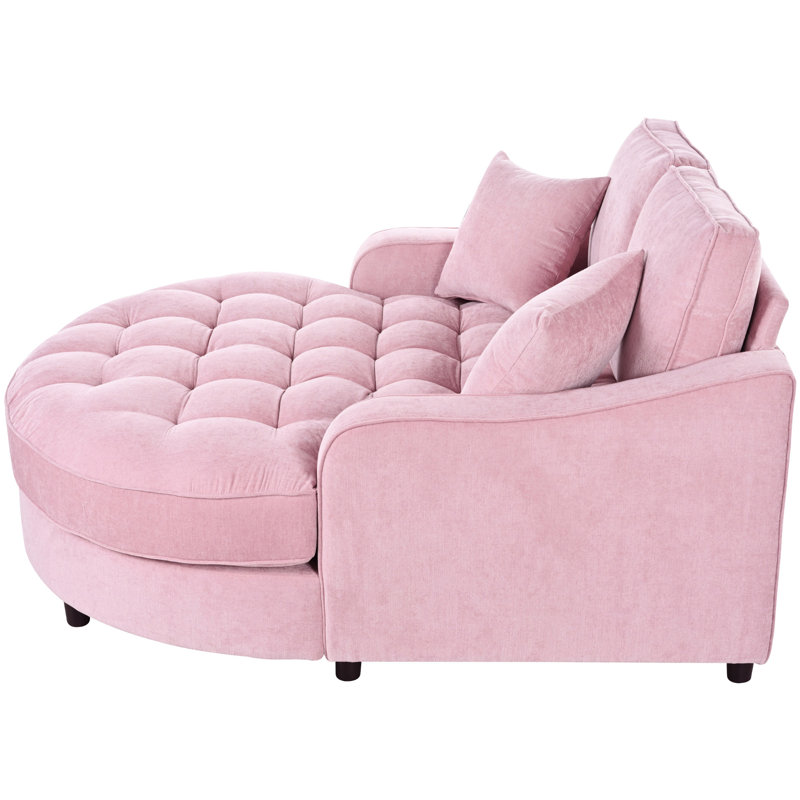 Méridienne de 55 po, revêtement en chenille rose, coussins amovibles pour un lit de style moderne, salon douillet et confortable