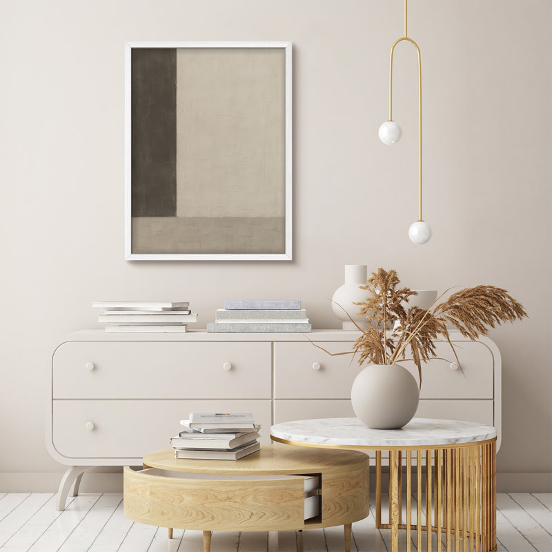 Reproduction d'art encadrée abstraite pour décoration intérieure moderne, H 14 po x l 11 po, Blanc