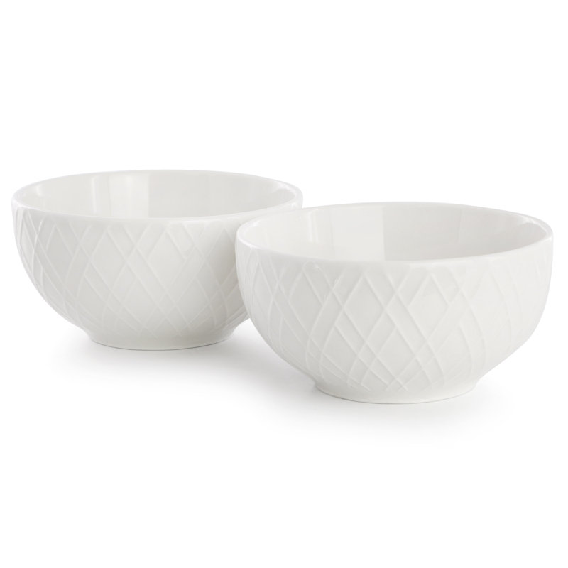  Great Essentials 2 Piece Fine Ceramic 4.5in Fruit Bowl Set in White