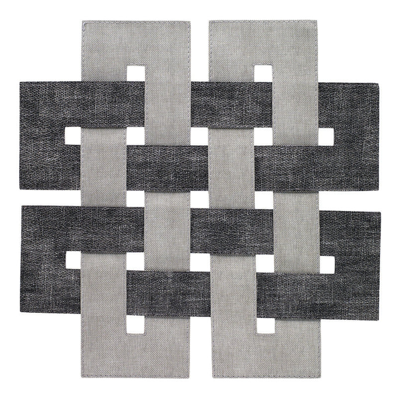 Celtic Vinyl Geometric Woven Placemat, Smoke Gray