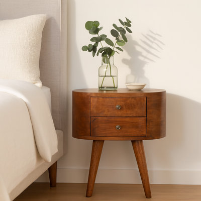 Stacey 45cm W Solid Wood Bedside Table