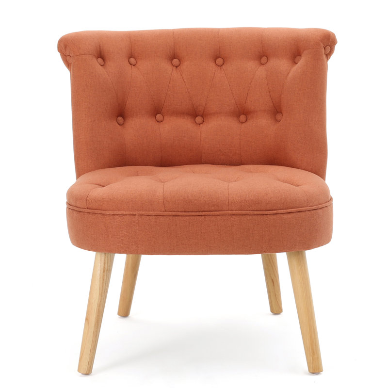 Chaise d'appoint capitonnée de 29 po de largeur Hungerford pour le salon ou pour la lecture, Polyester orange