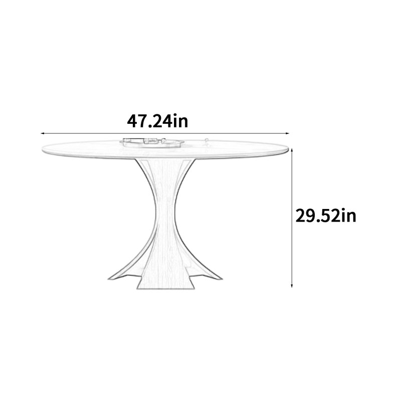 Table de salle à manger ronde en bois massif, H 29,52 po x L 47,24 po x l 47,24 po