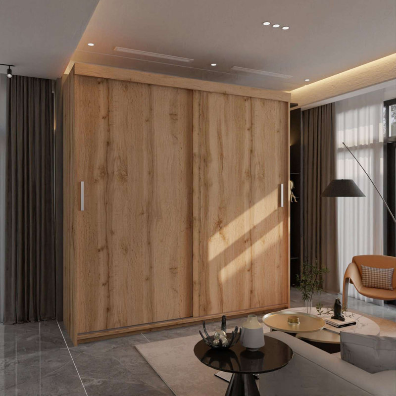 Modern Double Sliding Door Wardrobe in Votan 203cm