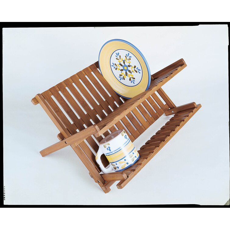 Zulay Kitchen Foldable Bamboo Dish Drying Rack - 2-Tier