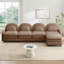 Canapé 4 places en tissu de style nuage Meka, dossier incurvé et accoudoirs avec coussins lombaires courbés, canapé modulaire 4 places modulaire avec repose-pieds mobile et coussin de soutien à double couche, brun clair-653260018