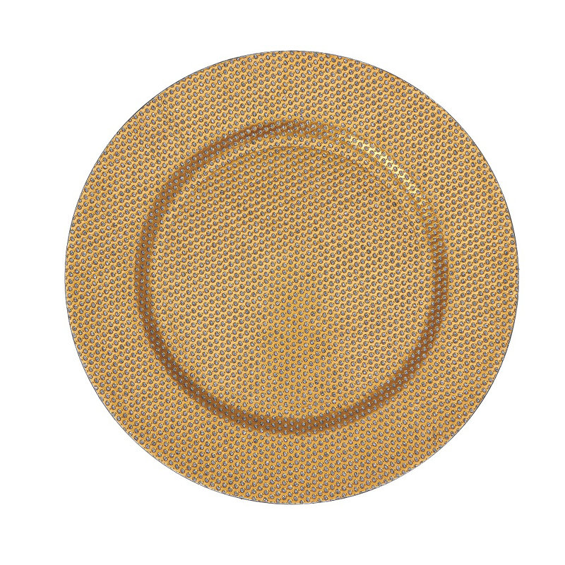 Plat de service en plastique 13 po-argent, Or