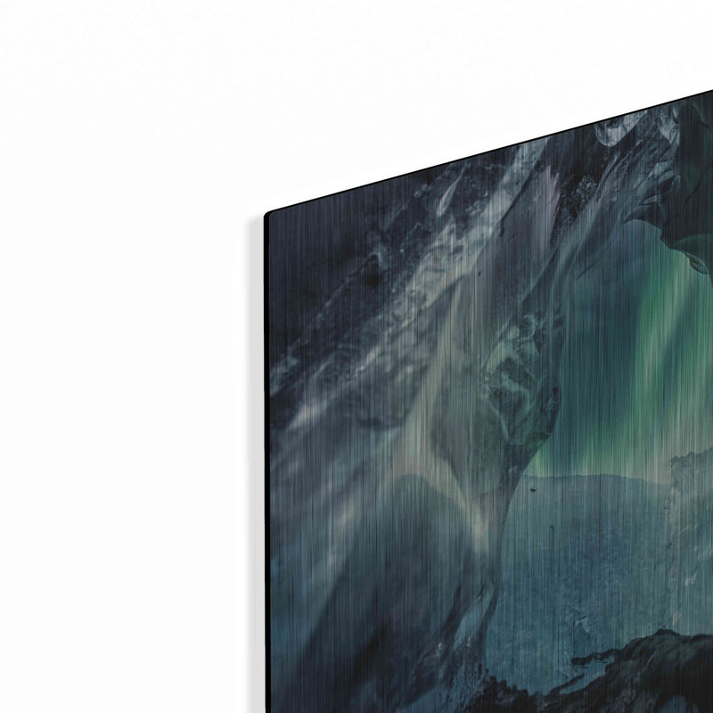 «Northern Lights Aurora Borealis Over Glacier Ice 3» par Luxe Portfolio, art mural en métal, H 12 po x l 16 po