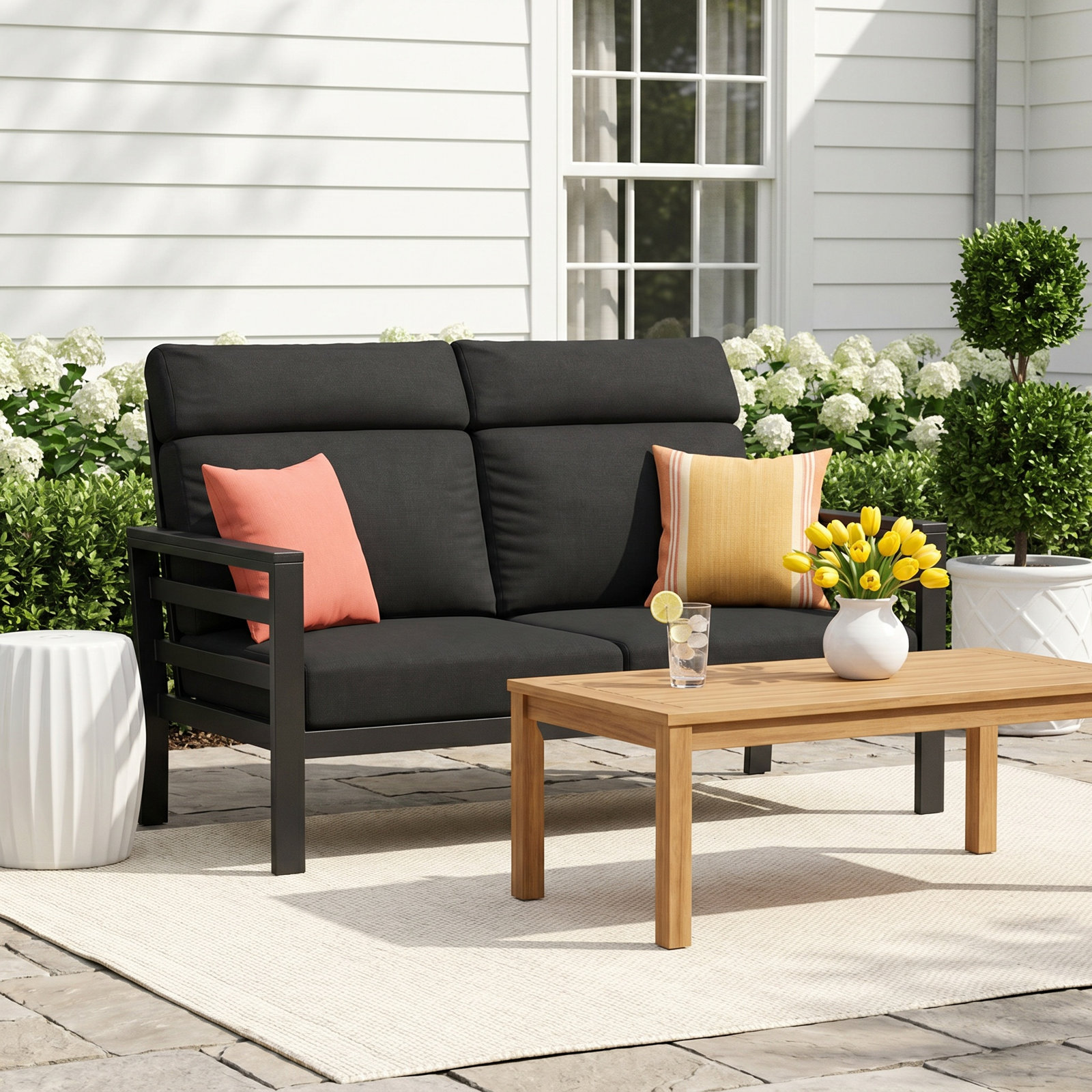 Townsend 55" Sunbrella® Patio Loveseat, Brown, Cast Silver
