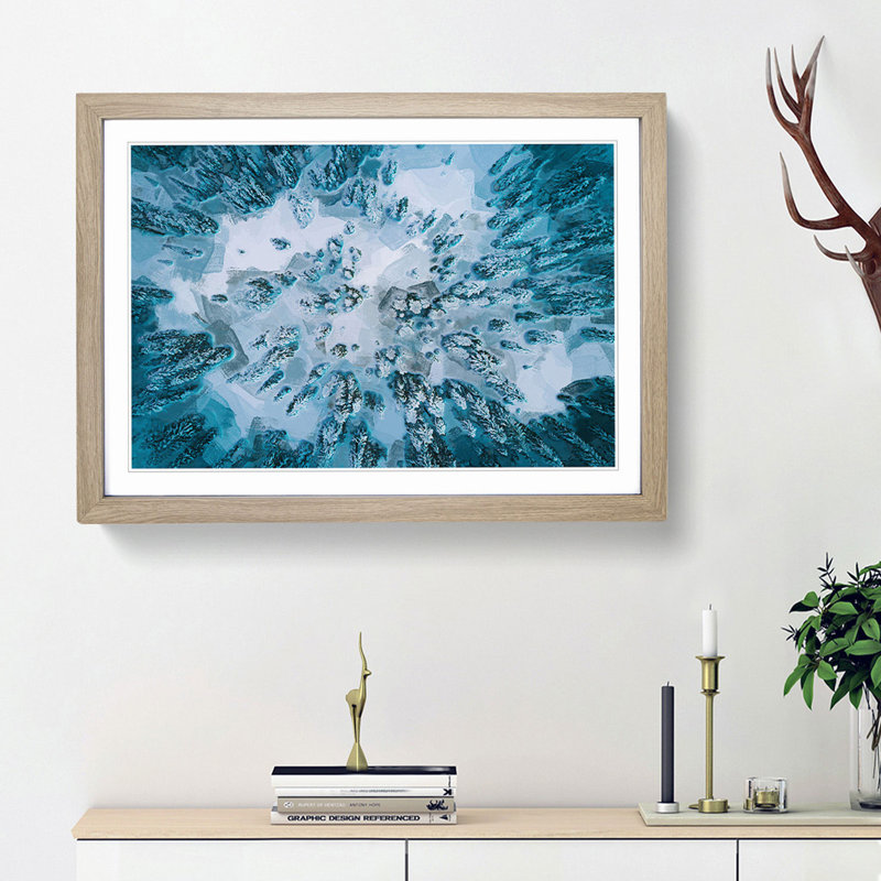 Fresh Snow upon the Forest in Abstract - Wall Art, 27cm H x 36cm W x 2cm D, Oak Single Picture Frame Wood