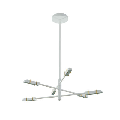 Lustre Concorde en laiton satiné et blanc mat 6 LT Kalco