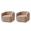 Berklie 35"W Modern Boucle Chenille Swivel Armchair with Solid Wood Base-413613219