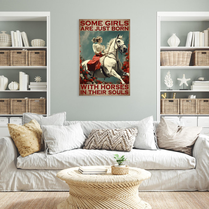 «Some Girls Are Just Born With Horses», impression sur toile, H 14 po x l 11 po x P 1,25 po
