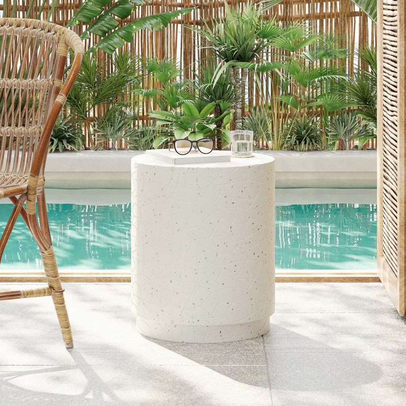 Table de bout d'extérieur en béton extérieur, table d'appoint de salon Terrazzo