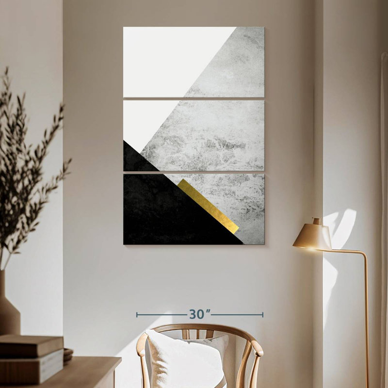 Avery Black Grey Gold Mountains II, 65" H x 42" W