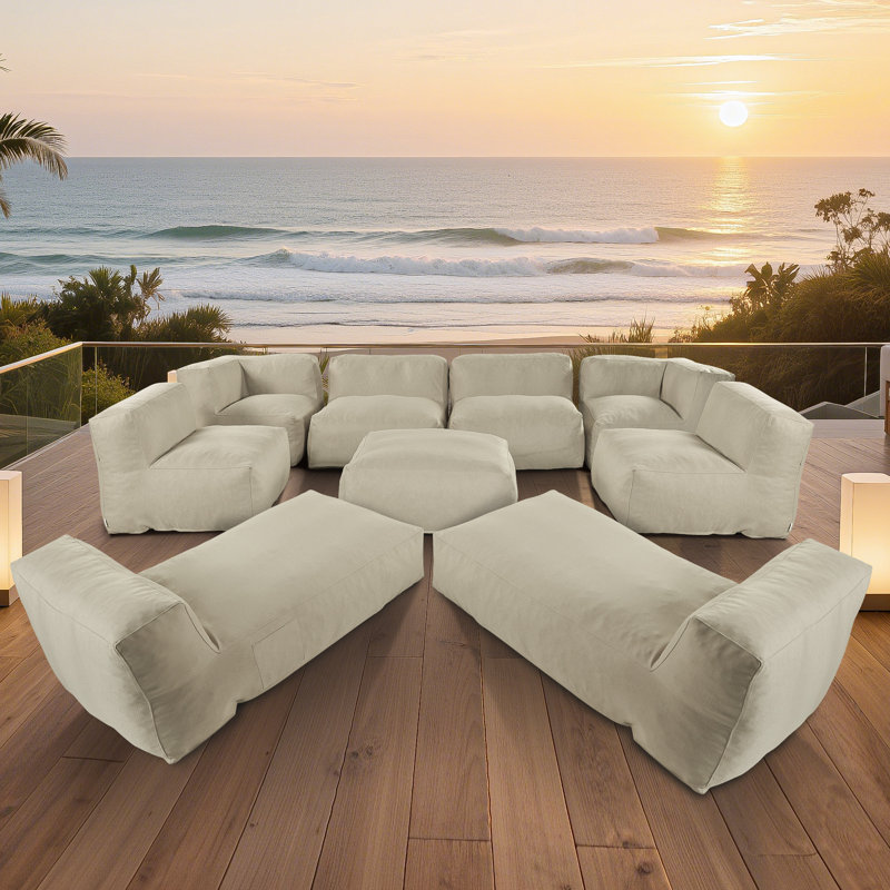 9-Piece Outdoor Sectional Sofa With Chaise Lounge For Patio, Garden And Swimming Pool, Beige
