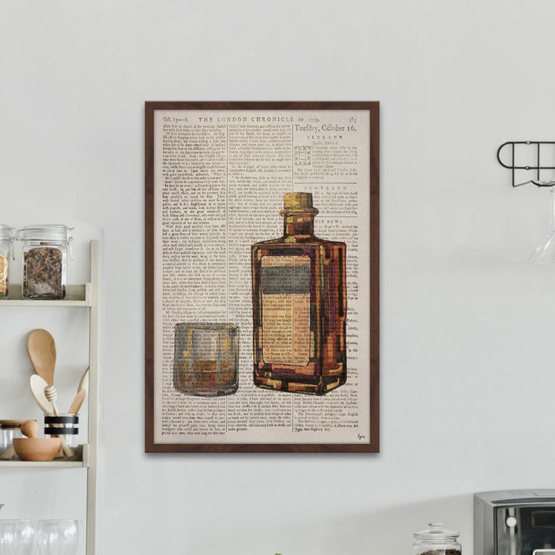 "Bourbon Temptation" by Eyre Tarney Vintage-Inspired Watercolor Painting Print with Mounting Hardware 