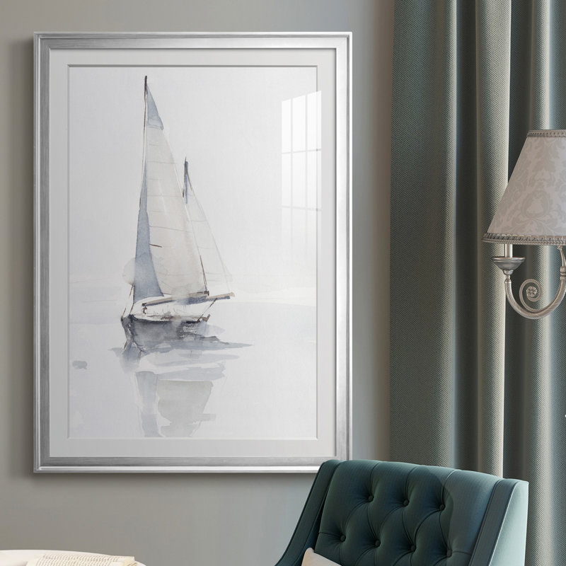 Imprimé Misty Harbor II, H 36,5 po x l 26,5 po x P 1 po, Cadre argenté