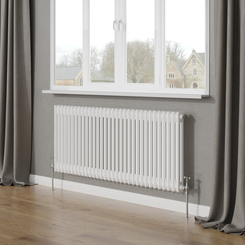 Tryphosa Traditional 2 Column Horizontal Designer Radiator, 60cm H x 146cm W, White