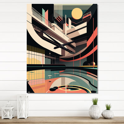 Bauhaus Retro City Architecture - Horloge murale moderne City Architecture