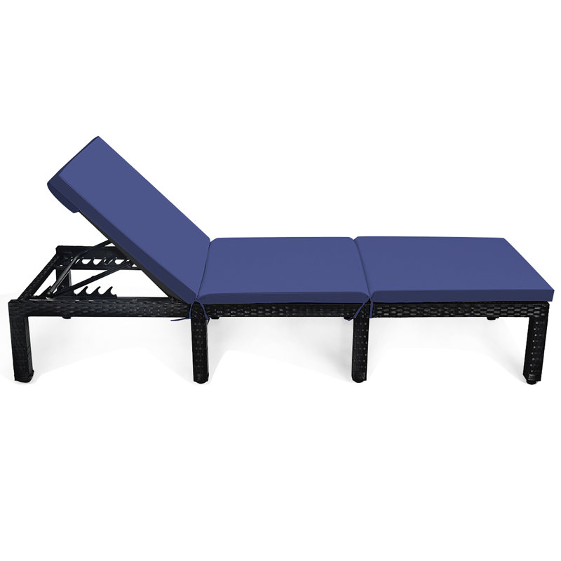 Outdoor Chaise Lounge , Cushion Included, Blue