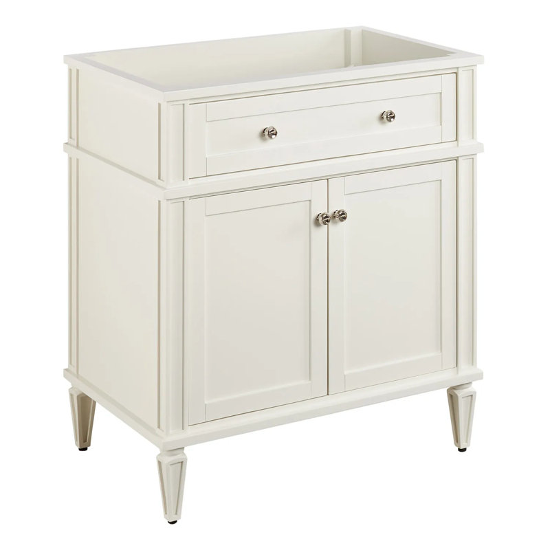 30" Elmdale Single Bathroom Vanity Set with Rectangular Undermount Sink, 8" Widespread, Feathered White Quartz, Soft White