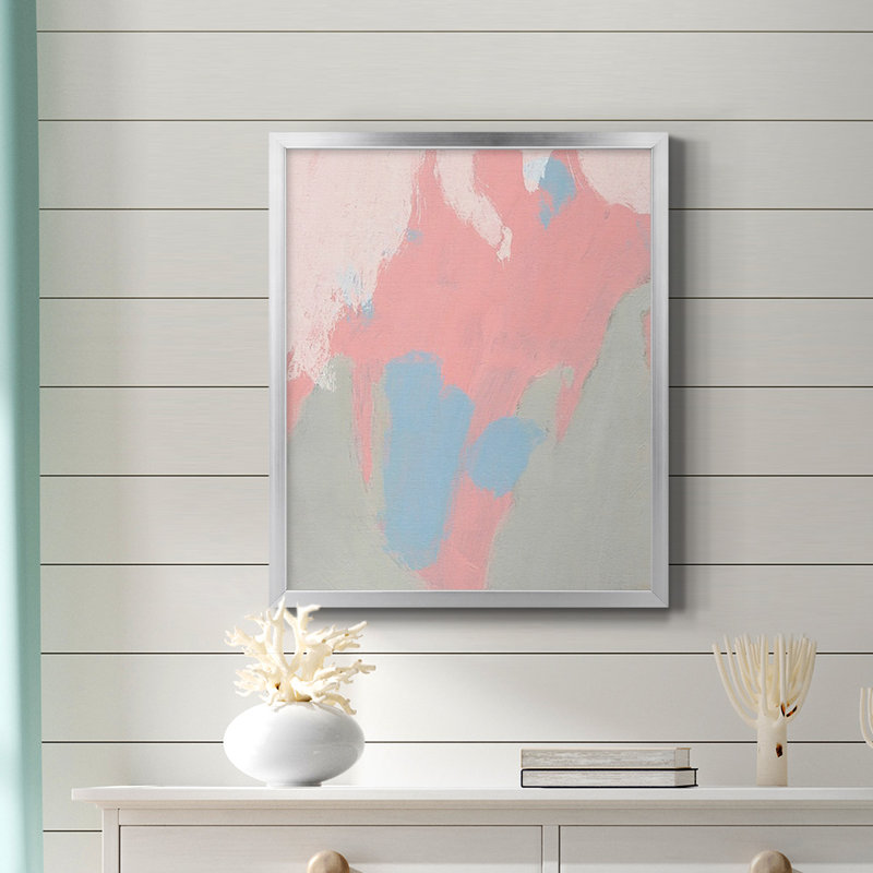 «Blush Abstract III», toile encadrée de qualité supérieure - prête à être accrochée, Argent, H 24 po x l 20 po