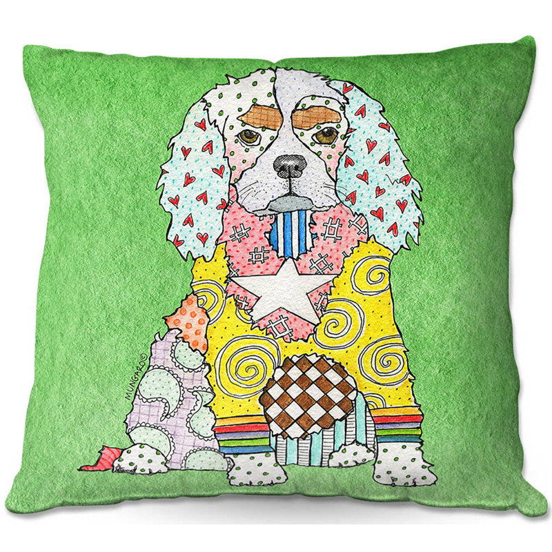  Coussin Couch King Charles Spaniel, 20 po x 20 po, Vert