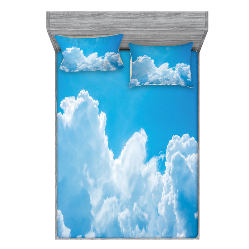 Clouds Microfiber Sheet Set, Queen Sheet Set with Fitted Sheet