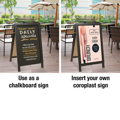 Excello Global Products 24X36 Chalkboard Coroplast Combo A-Frame - Black