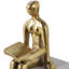 Serre-livres décoratifs avec figurine assise pour la décoration intérieure - Ensemble de serre-livres moderne pour décor de tablette ou de bibliothèque - ensemble de 2, 8 po, blanc et or