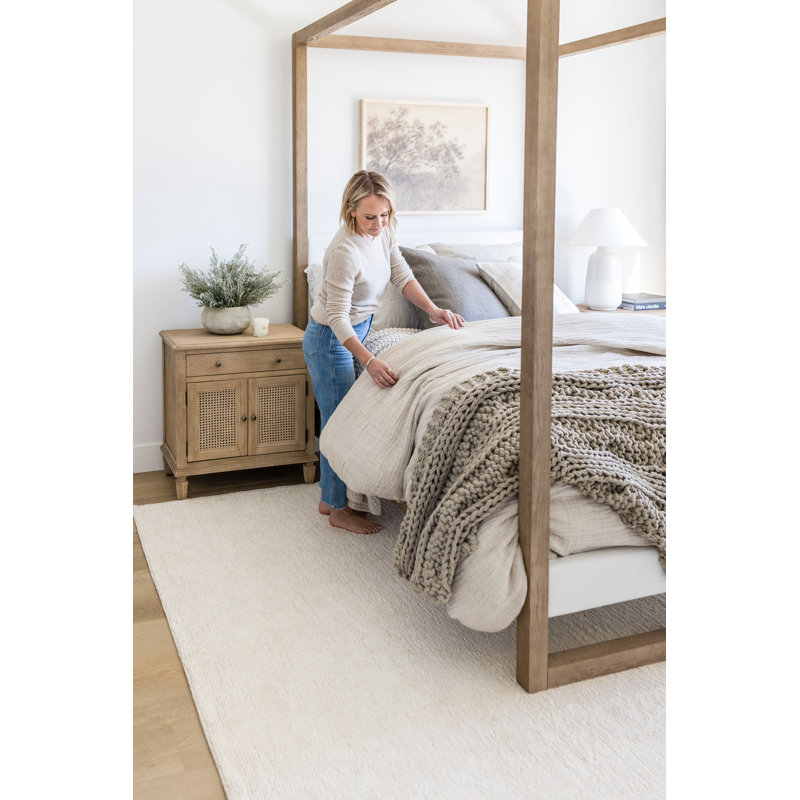 Linen Area Rug in Ivory, Rectangle 6'3" x 9'