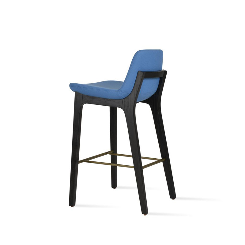 Pera HB Wood Counter, Counter Stool (24" Seat Height), Skyblue Camira Wool