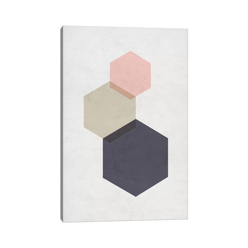 Hexagons - Gray Background by Nouveau Prints - Print on Canvas, Wrapped Canvas, 45.72cm H x 30.48cm W x 1.91cm D