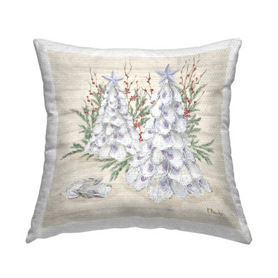 Stupell Industries Seashells & Holly Trees Design by Paul Brent Outdoor Printed Pillow