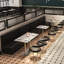 Banc rembourré en similicuir de style industriel