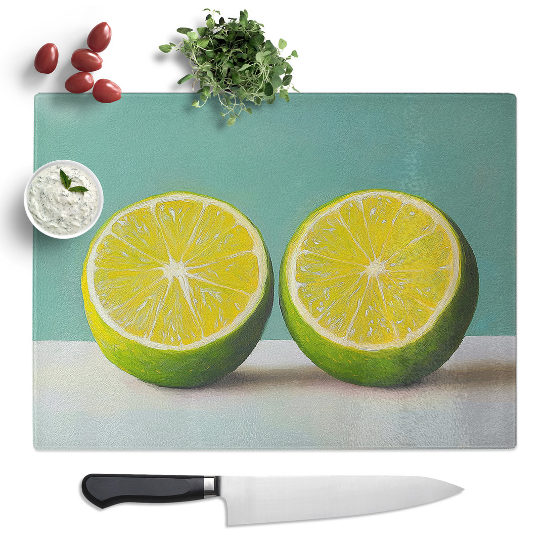 Lime Fruit Artwork  Glass Chopping Board