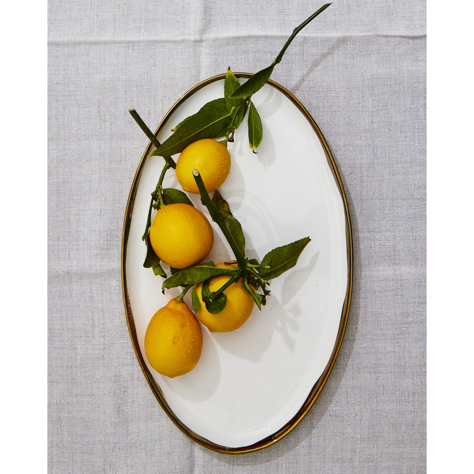 Dauville Porcelain Platter, White/Gold