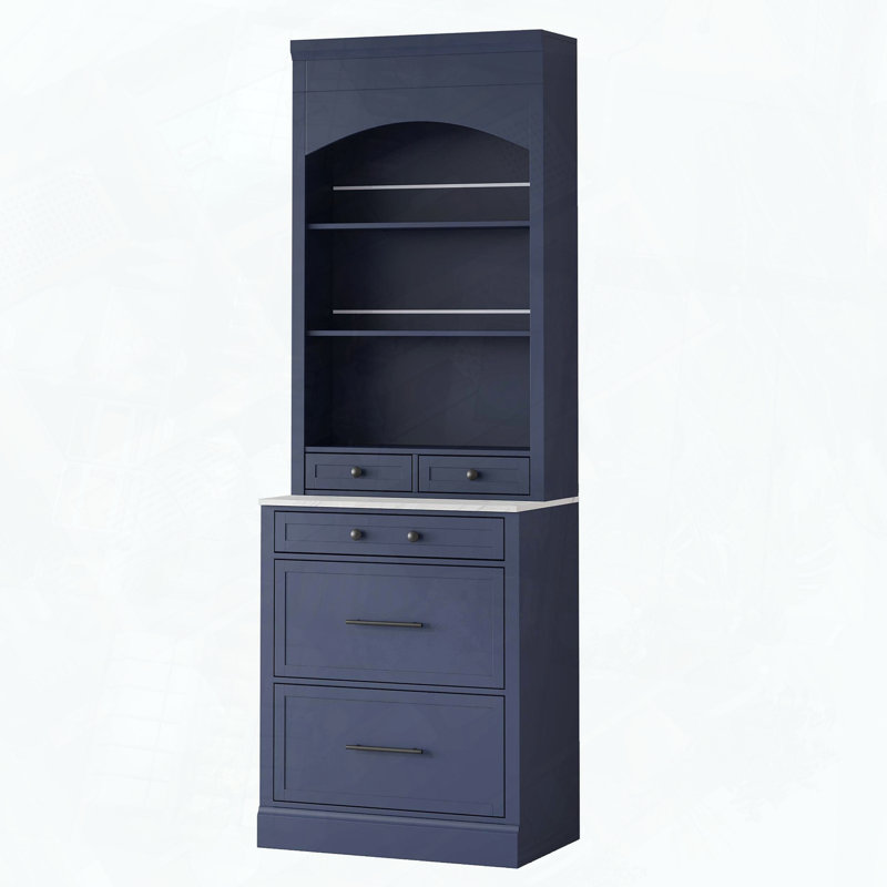 Modern Kitchen Pantry Tall Hutch Display Cabinet, Blue