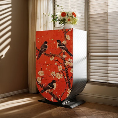 Modern creative wooden four-drawer accent chest.