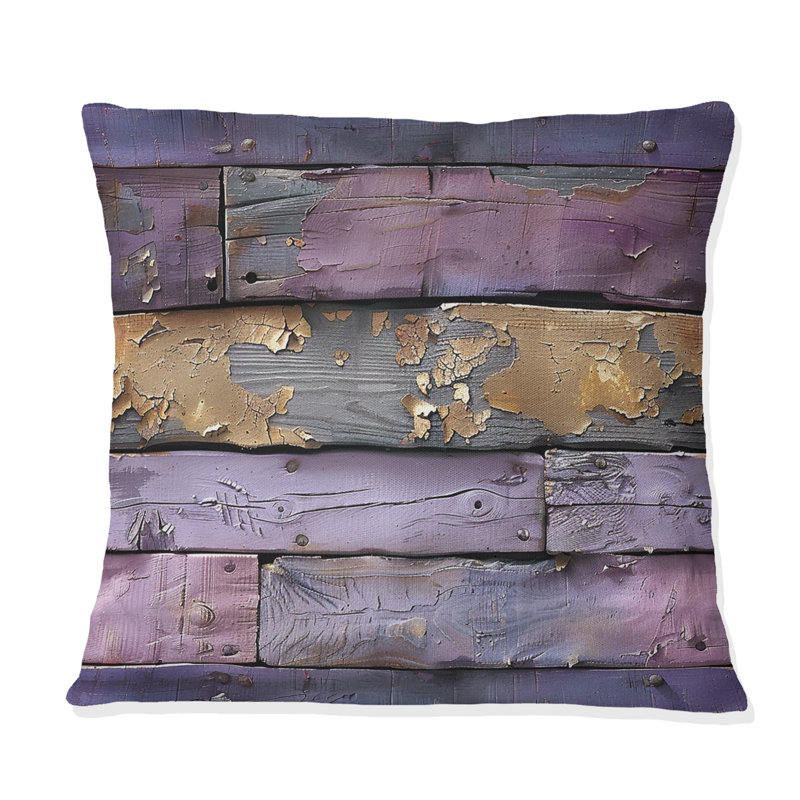 Coussin Lilac Barn Wood I - Farmhouse, H 16 po x l 16 po, Carrée