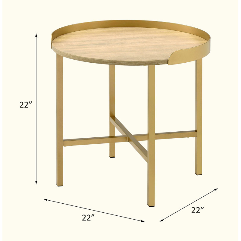 Table en chêne avec rebord doré