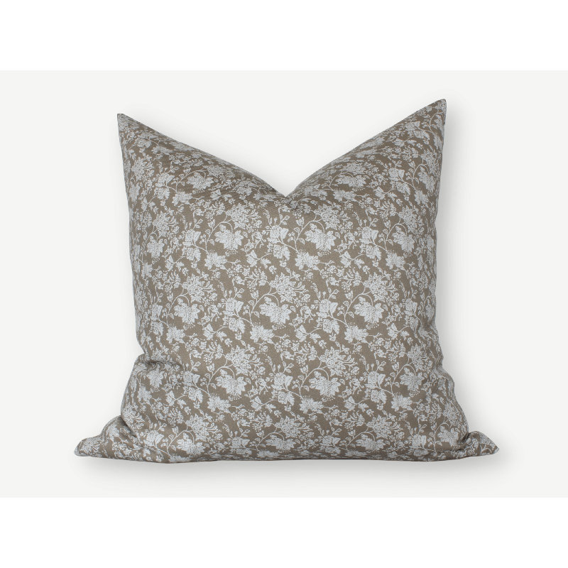 Floral Cotton Pillow Cover, 22" x 22"